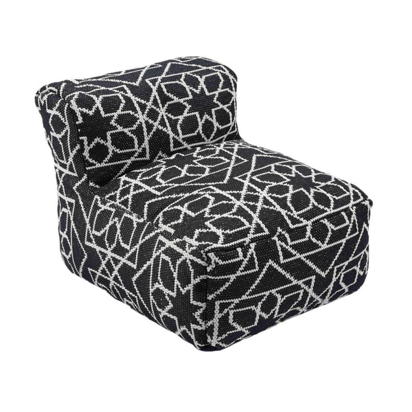 TOV Furniture Chiara Stylish Indoor/Outdoor Black and White Accent Pouf - Versatile, Handcrafted Boho Design TOV-OC18687