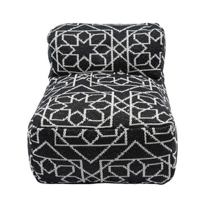 TOV Furniture Chiara Stylish Indoor/Outdoor Black and White Accent Pouf - Versatile, Handcrafted Boho Design TOV-OC18687