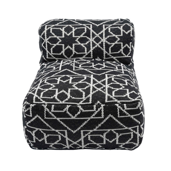 TOV Furniture Chiara Stylish Indoor/Outdoor Black and White Accent Pouf - Versatile, Handcrafted Boho Design TOV-OC18687
