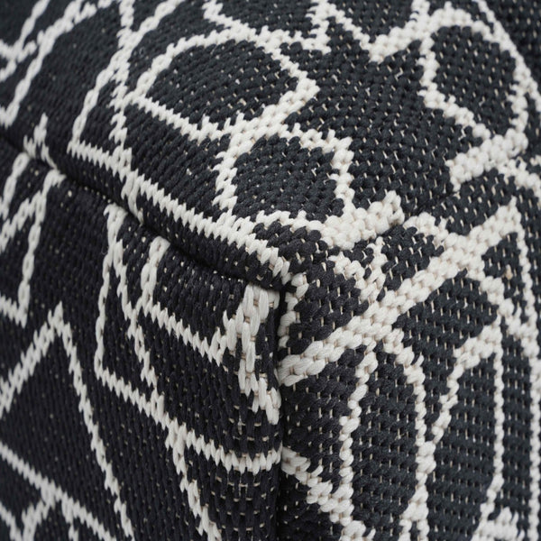 TOV Furniture Chiara Stylish Indoor/Outdoor Black and White Accent Pouf - Versatile, Handcrafted Boho Design TOV-OC18687