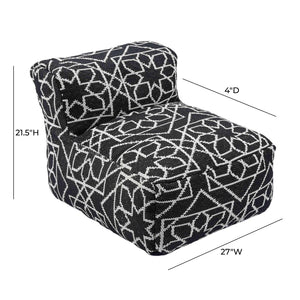 TOV Furniture Chiara Stylish Indoor/Outdoor Black and White Accent Pouf - Versatile, Handcrafted Boho Design TOV-OC18687