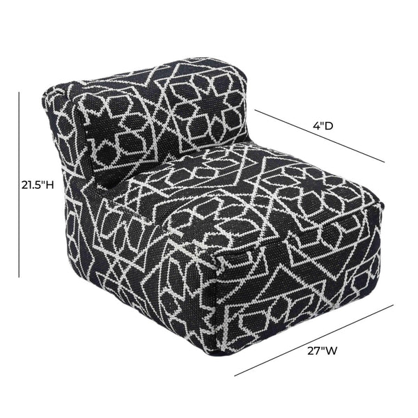 TOV Furniture Chiara Stylish Indoor/Outdoor Black and White Accent Pouf - Versatile, Handcrafted Boho Design TOV-OC18687