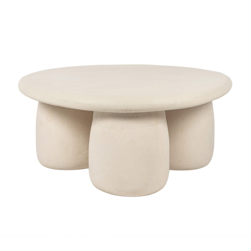 TOV Furniture Rahul Handmade 34" Cream Round Coffee Table - Lightweight, Unique Design for Indoor & Outdoor Use TOV-OC18720