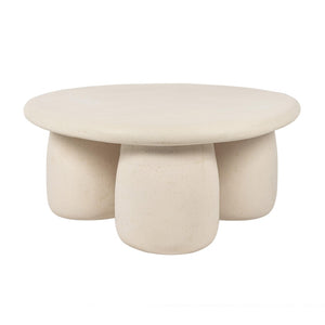 TOV Furniture Rahul Handmade 34" Cream Round Coffee Table - Lightweight, Unique Design for Indoor & Outdoor Use TOV-OC18720