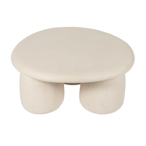 TOV Furniture Rahul Handmade 34" Cream Round Coffee Table - Lightweight, Unique Design for Indoor & Outdoor Use TOV-OC18720