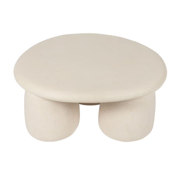 TOV Furniture Rahul Handmade 34" Cream Round Coffee Table - Lightweight, Unique Design for Indoor & Outdoor Use TOV-OC18720