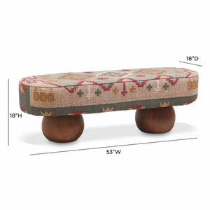 TOV Furniture Rizi 53" Artisan Textured Wool Upholstered Bench - Stylish Boho-Chic Entryway & Living Room Accent TOV-OC18721