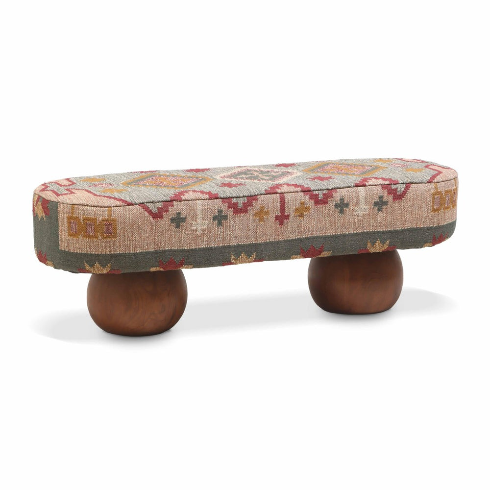 TOV Furniture Rizi 53" Artisan Textured Wool Upholstered Bench - Stylish Boho-Chic Entryway & Living Room Accent TOV-OC18721