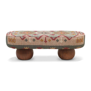 TOV Furniture Rizi 53" Artisan Textured Wool Upholstered Bench - Stylish Boho-Chic Entryway & Living Room Accent TOV-OC18721