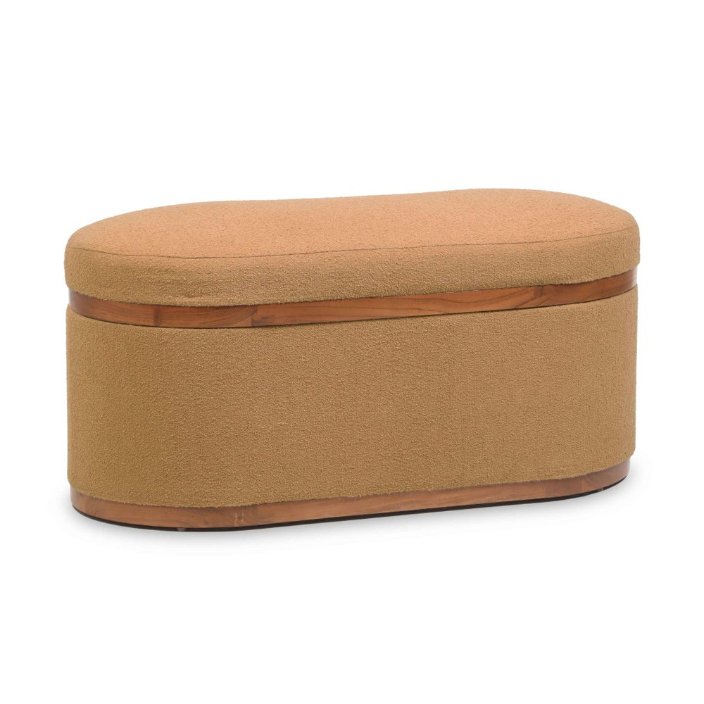 TOV Furniture Olivier 41" Boucle Oval Storage Ottoman - Stylish Multifunctional Seating and Storage Solution Peach TOV-OC18722
