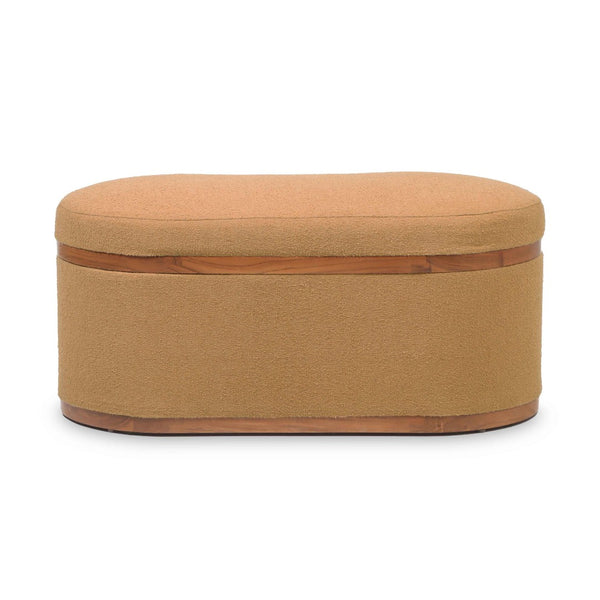TOV Furniture Olivier 41" Boucle Oval Storage Ottoman - Stylish Multifunctional Seating and Storage Solution Peach TOV-OC18722