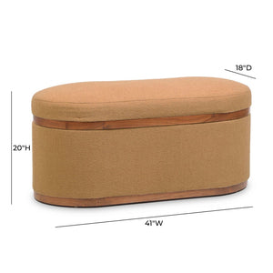 TOV Furniture Olivier 41" Boucle Oval Storage Ottoman - Stylish Multifunctional Seating and Storage Solution Peach TOV-OC18722