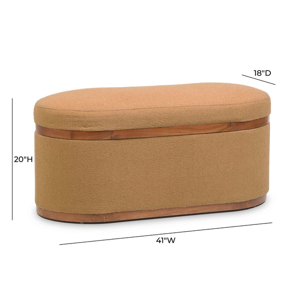 TOV Furniture Olivier 41" Boucle Oval Storage Ottoman - Stylish Multifunctional Seating and Storage Solution Peach TOV-OC18722