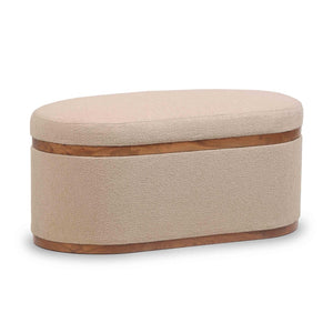 TOV Furniture Olivier 41" Boucle Oval Storage Ottoman - Stylish Multifunctional Seating and Storage Solution Ivory TOV-OC18723