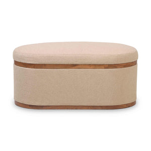 TOV Furniture Olivier 41" Boucle Oval Storage Ottoman - Stylish Multifunctional Seating and Storage Solution Ivory TOV-OC18723