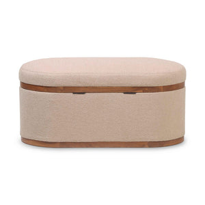 TOV Furniture Olivier 41" Boucle Oval Storage Ottoman - Stylish Multifunctional Seating and Storage Solution Ivory TOV-OC18723