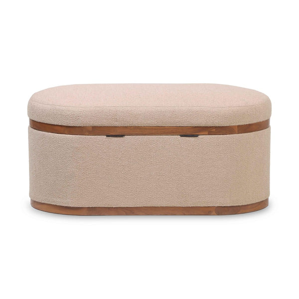 TOV Furniture Olivier 41" Boucle Oval Storage Ottoman - Stylish Multifunctional Seating and Storage Solution Ivory TOV-OC18723