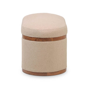TOV Furniture Olivier 41" Boucle Oval Storage Ottoman - Stylish Multifunctional Seating and Storage Solution Ivory TOV-OC18723