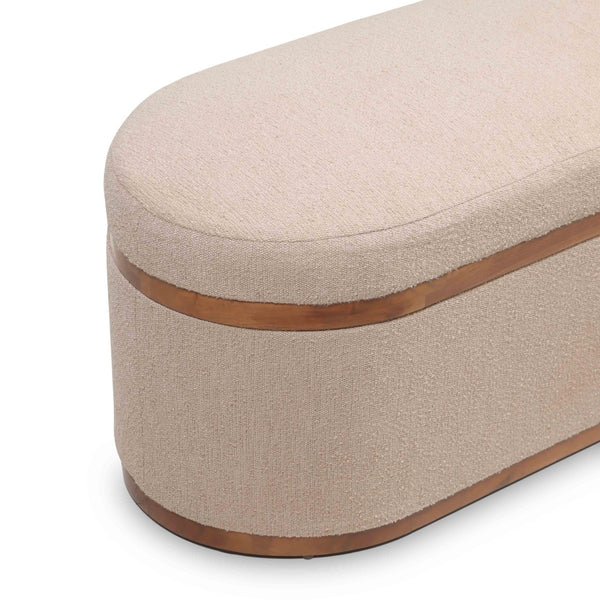 TOV Furniture Olivier 41" Boucle Oval Storage Ottoman - Stylish Multifunctional Seating and Storage Solution Ivory TOV-OC18723