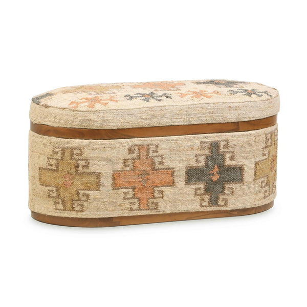 TOV Furniture Olivier 41" Stylish Oval Storage Ottoman with Acacia Wood Trim – Perfect for Living Room Decor & Functionality TOV-OC18724