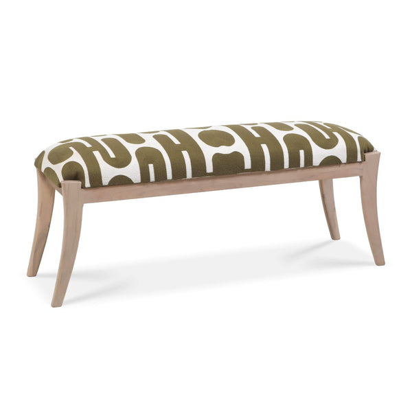 TOV Furniture Arielle 48" Olive & White Embroidered Bench - Artisan Craftsmanship for Stylish Entryway & Living Room TOV-OC18726