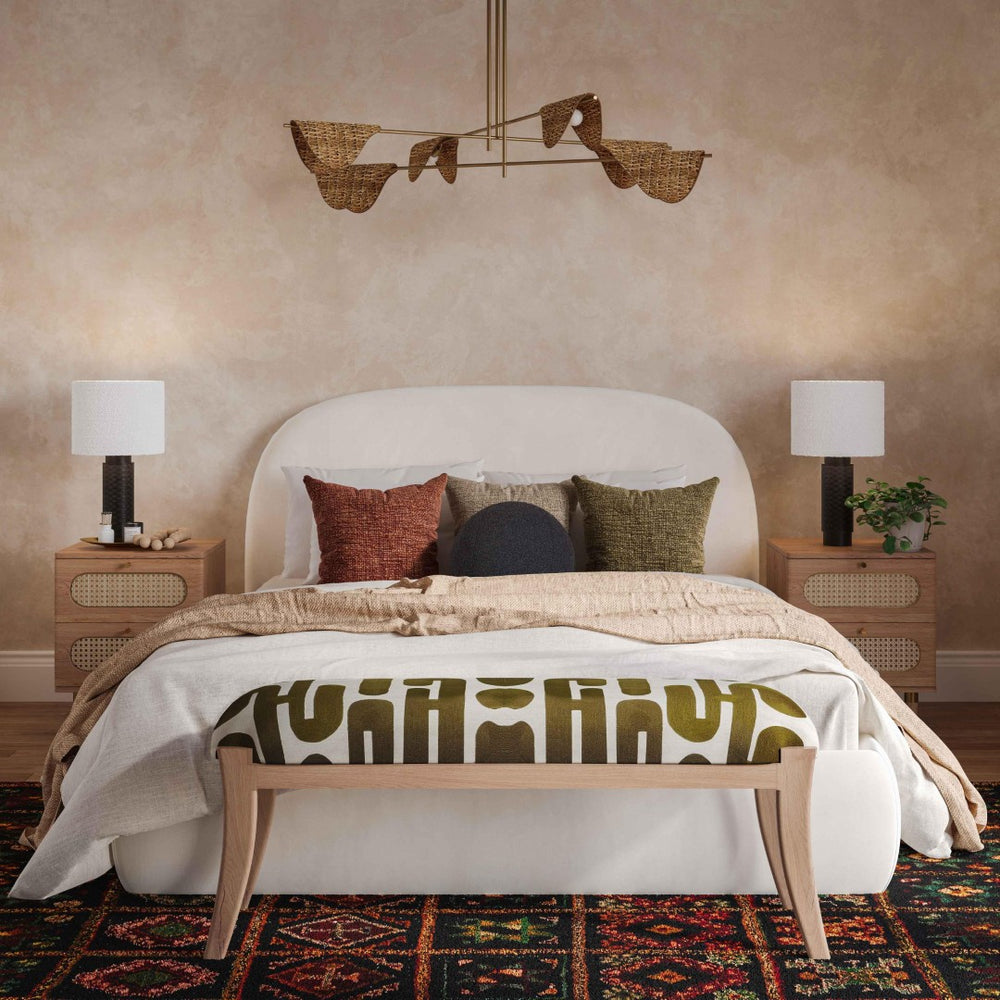 TOV Furniture Arielle 48" Olive & White Embroidered Bench - Artisan Craftsmanship for Stylish Entryway & Living Room TOV-OC18726