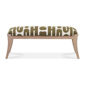 TOV Furniture Arielle 48" Olive & White Embroidered Bench - Artisan Craftsmanship for Stylish Entryway & Living Room TOV-OC18726