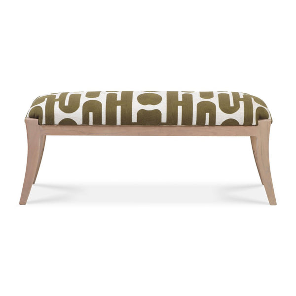 TOV Furniture Arielle 48" Olive & White Embroidered Bench - Artisan Craftsmanship for Stylish Entryway & Living Room TOV-OC18726