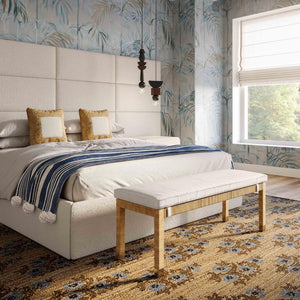 TOV Furniture Amara Coastal-Inspired Woven Rattan Bench with Water-Repellent Cushion for Stylish Seating Solutions Natural TOV-OC21012