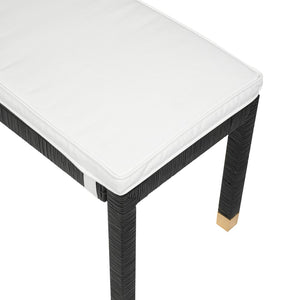 TOV Furniture Amara Coastal-Inspired Woven Rattan Bench with Water-Repellent Cushion for Stylish Seating Solutions Charcoal TOV-OC21013