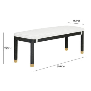 TOV Furniture Amara Coastal-Inspired Woven Rattan Bench with Water-Repellent Cushion for Stylish Seating Solutions Charcoal TOV-OC21013