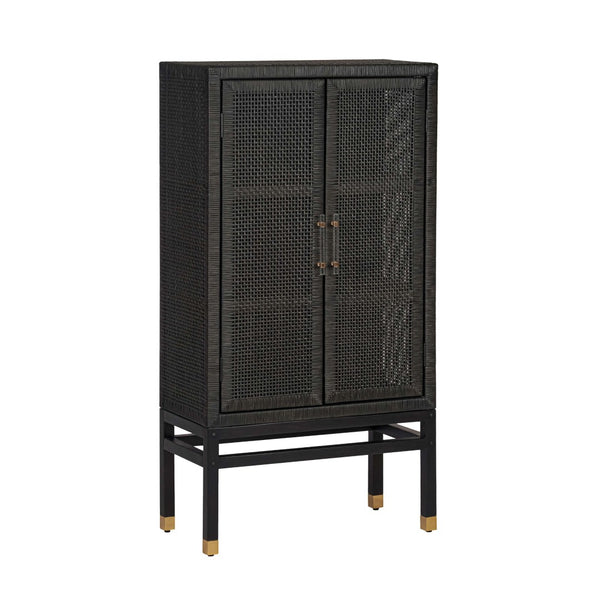 TOV Furniture Amara Woven Rattan Cabinet - Handcrafted Coastal Storage for Living, Dining, or Entryway Style Charcoal TOV-OC21017