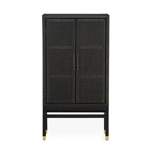 TOV Furniture Amara Woven Rattan Cabinet - Handcrafted Coastal Storage for Living, Dining, or Entryway Style Charcoal TOV-OC21017