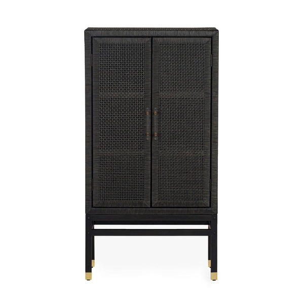TOV Furniture Amara Woven Rattan Cabinet - Handcrafted Coastal Storage for Living, Dining, or Entryway Style Charcoal TOV-OC21017