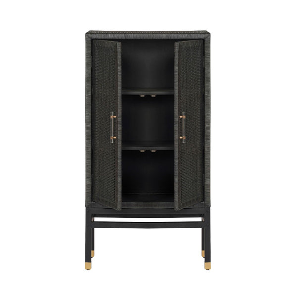 TOV Furniture Amara Woven Rattan Cabinet - Handcrafted Coastal Storage for Living, Dining, or Entryway Style Charcoal TOV-OC21017