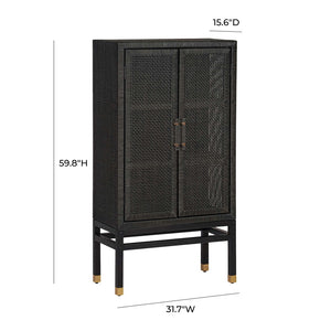 TOV Furniture Amara Woven Rattan Cabinet - Handcrafted Coastal Storage for Living, Dining, or Entryway Style Charcoal TOV-OC21017