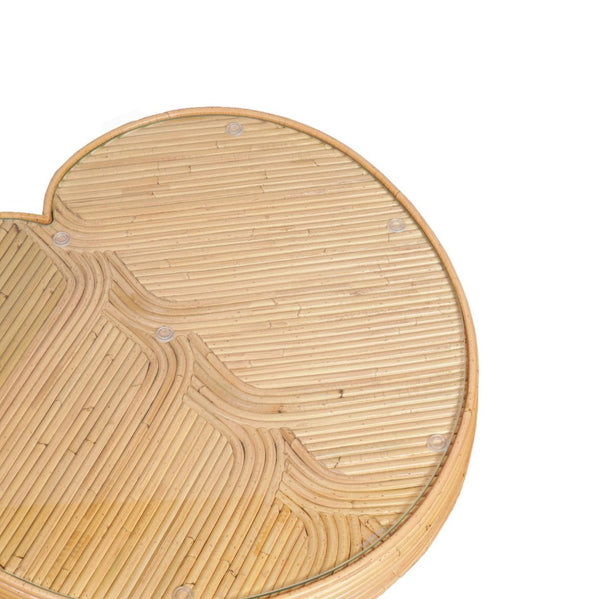 TOV Furniture Felicia Lilypad Side Table - Handcrafted Rattan Accent with Tempered Glass for Stylish Living Spaces Short TOV-OC21019