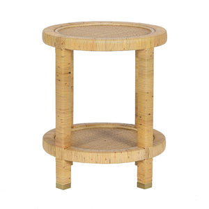 TOV Furniture Amara Natural Rattan Side Table - Handcrafted Accent with Brass-Capped Legs for Chic Home Decor TOV-OC21036