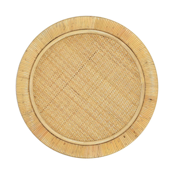 TOV Furniture Amara Natural Rattan Side Table - Handcrafted Accent with Brass-Capped Legs for Chic Home Decor TOV-OC21036