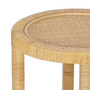 TOV Furniture Amara Natural Rattan Side Table - Handcrafted Accent with Brass-Capped Legs for Chic Home Decor TOV-OC21036