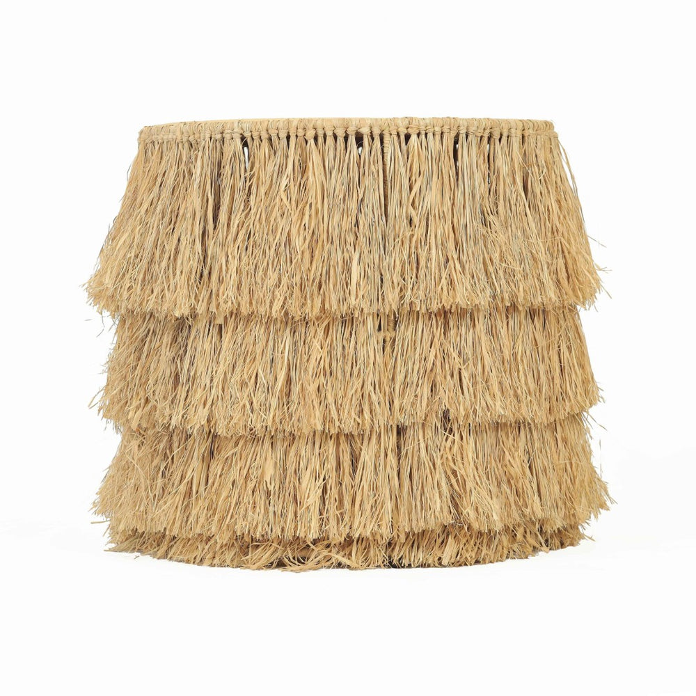 TOV Furniture Luau Natural Rattan Round End Table - Handcrafted Coastal Accent with Tassels, No Assembly Needed TOV-OC21040