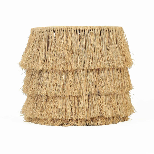 TOV Furniture Luau Natural Rattan Round End Table - Handcrafted Coastal Accent with Tassels, No Assembly Needed TOV-OC21040