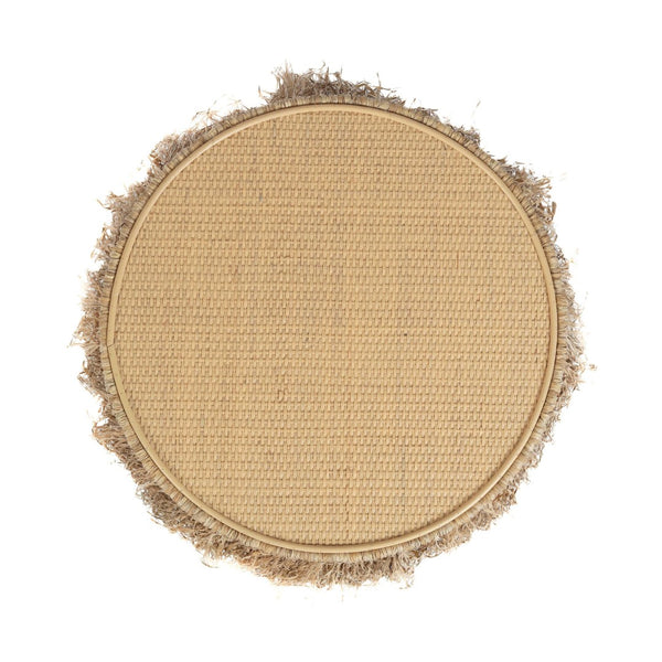 TOV Furniture Luau Natural Rattan Round End Table - Handcrafted Coastal Accent with Tassels, No Assembly Needed TOV-OC21040