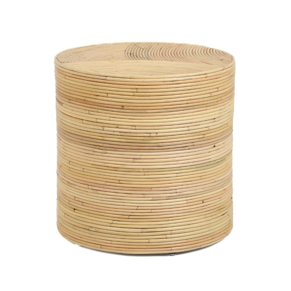 TOV Furniture Matea Natural Rattan Side Table – Handcrafted Charm with Arch Inlay for Living Room & Bedroom Décor TOV-OC21041