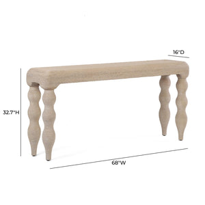 TOV Furniture Vicky Coastal-Inspired 68" Handwoven Rattan Console Table with Wavy Legs - Effortless Style & Charm TOV-OC21043