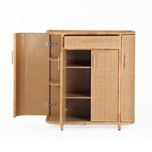 TOV Furniture Tarot Natural Rattan Bar Cabinet - Coastal Luxe Design with Soft-Close Doors & Ample Storage Space TOV-OC21044