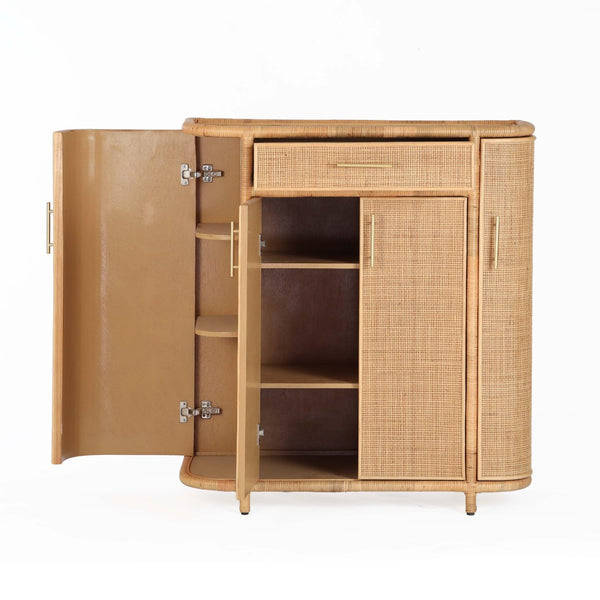TOV Furniture Tarot Natural Rattan Bar Cabinet - Coastal Luxe Design with Soft-Close Doors & Ample Storage Space TOV-OC21044