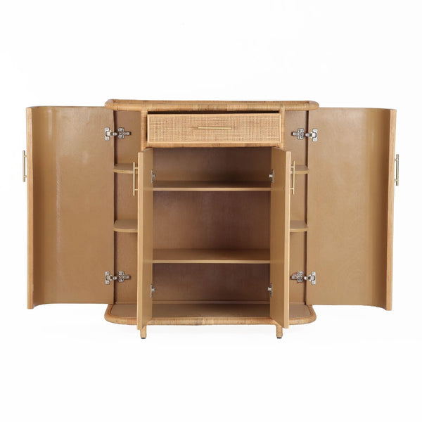 TOV Furniture Tarot Natural Rattan Bar Cabinet - Coastal Luxe Design with Soft-Close Doors & Ample Storage Space TOV-OC21044