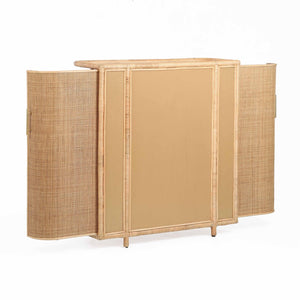 TOV Furniture Tarot Natural Rattan Bar Cabinet - Coastal Luxe Design with Soft-Close Doors & Ample Storage Space TOV-OC21044