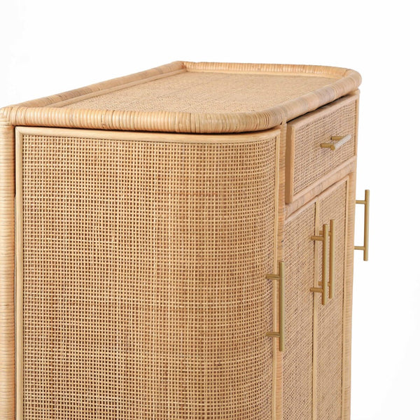 TOV Furniture Tarot Natural Rattan Bar Cabinet - Coastal Luxe Design with Soft-Close Doors & Ample Storage Space TOV-OC21044